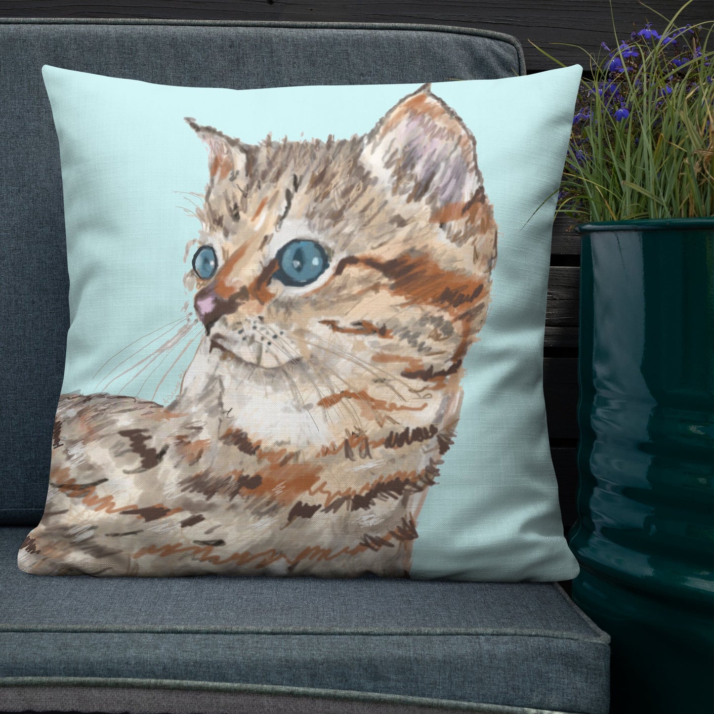 “Molly” Kitten Premium Pillow - Blue Cava