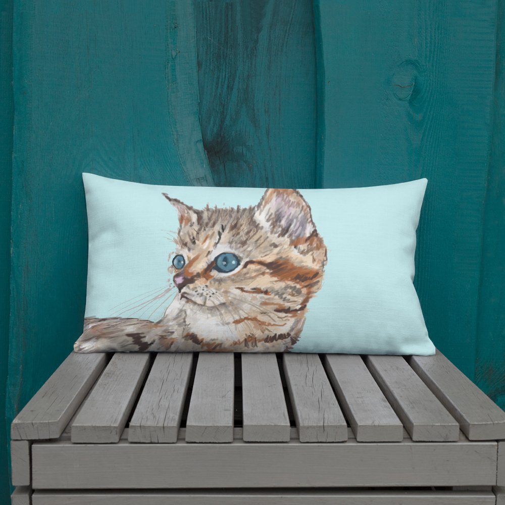 “Molly” Kitten Premium Pillow - Blue Cava