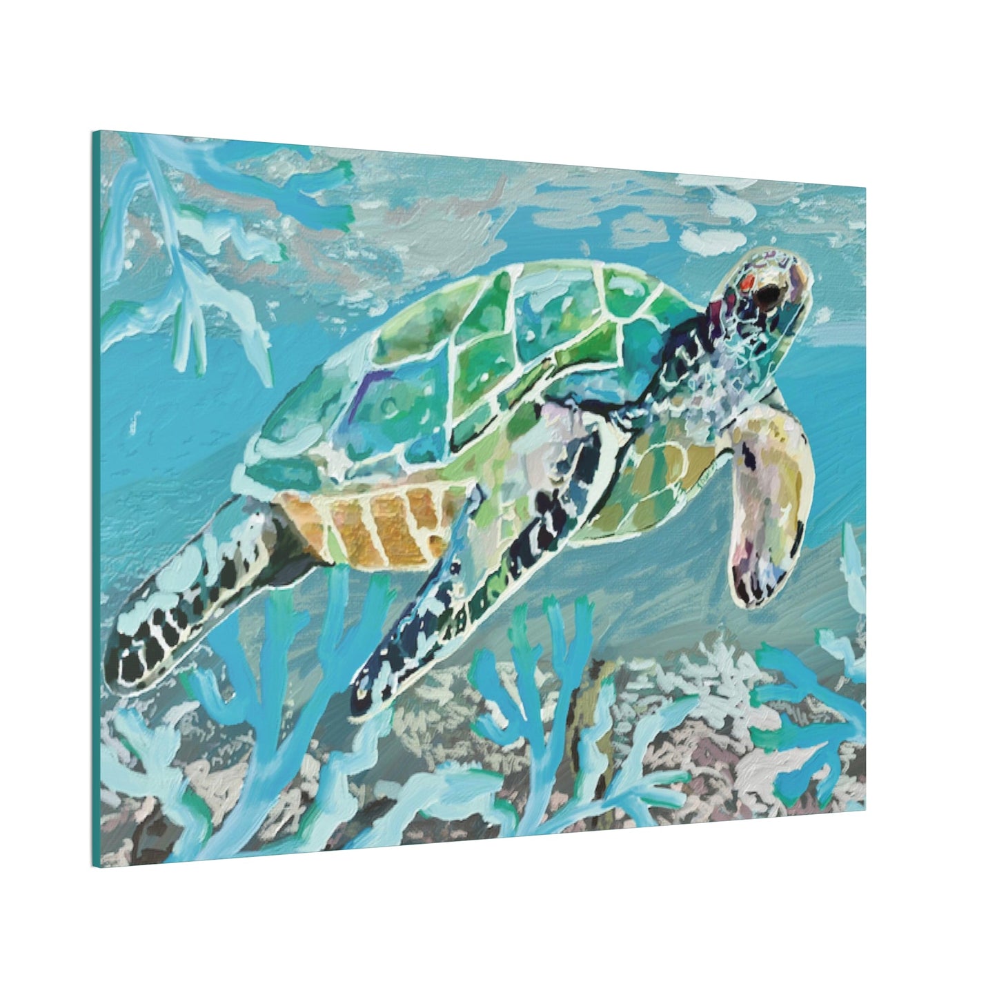 OKI Sea Turtle Canvas Stretched, 0.75" - Blue Cava