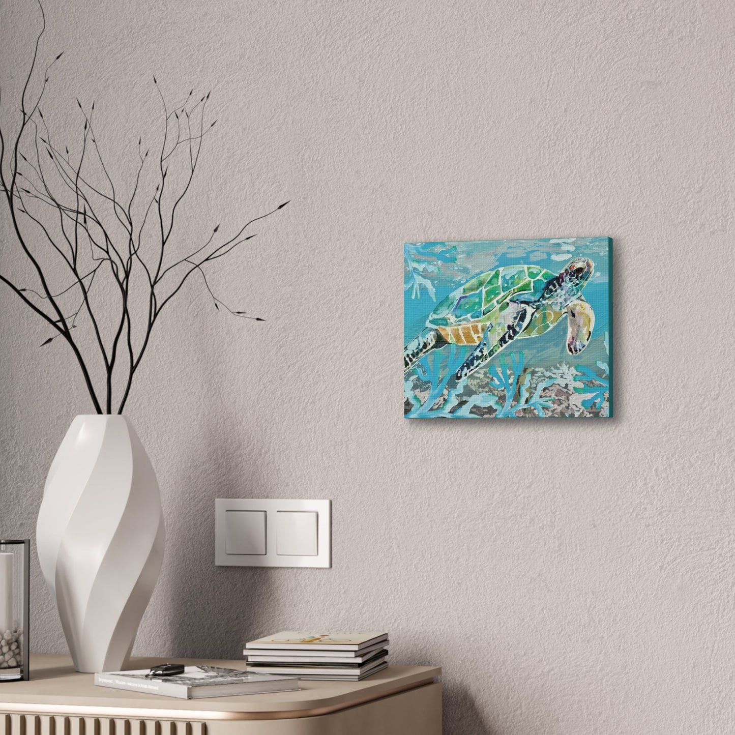 OKI Sea Turtle Canvas Stretched, 0.75" - Blue Cava