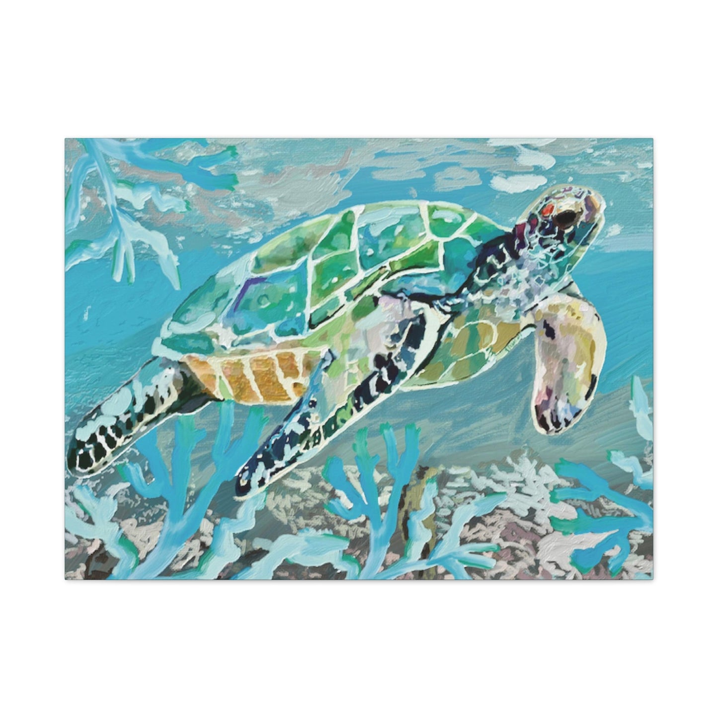 OKI Sea Turtle Canvas Stretched, 0.75" - Blue Cava