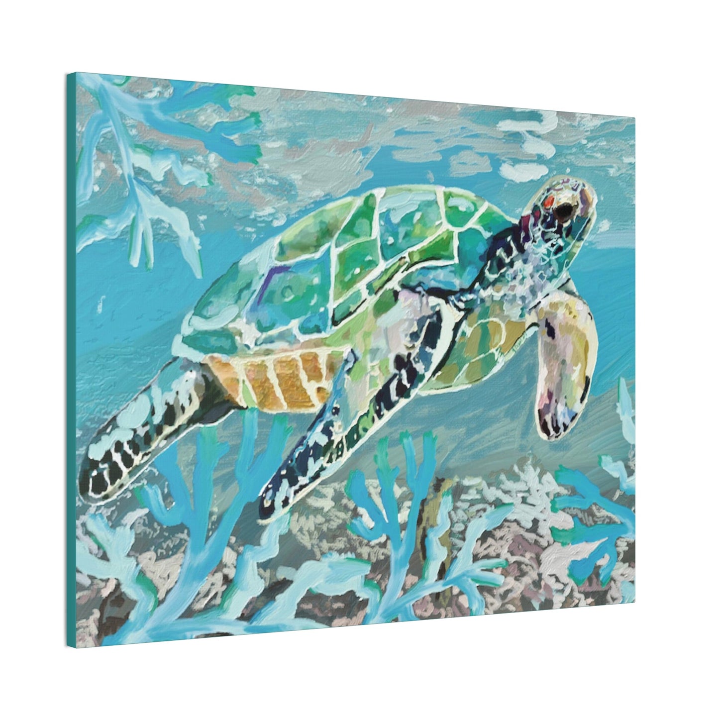 OKI Sea Turtle Canvas Stretched, 0.75" - Blue Cava