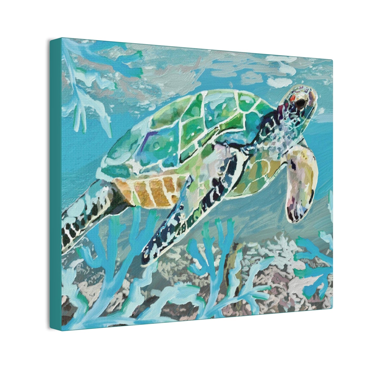 OKI Sea Turtle Canvas Stretched, 0.75" - Blue Cava