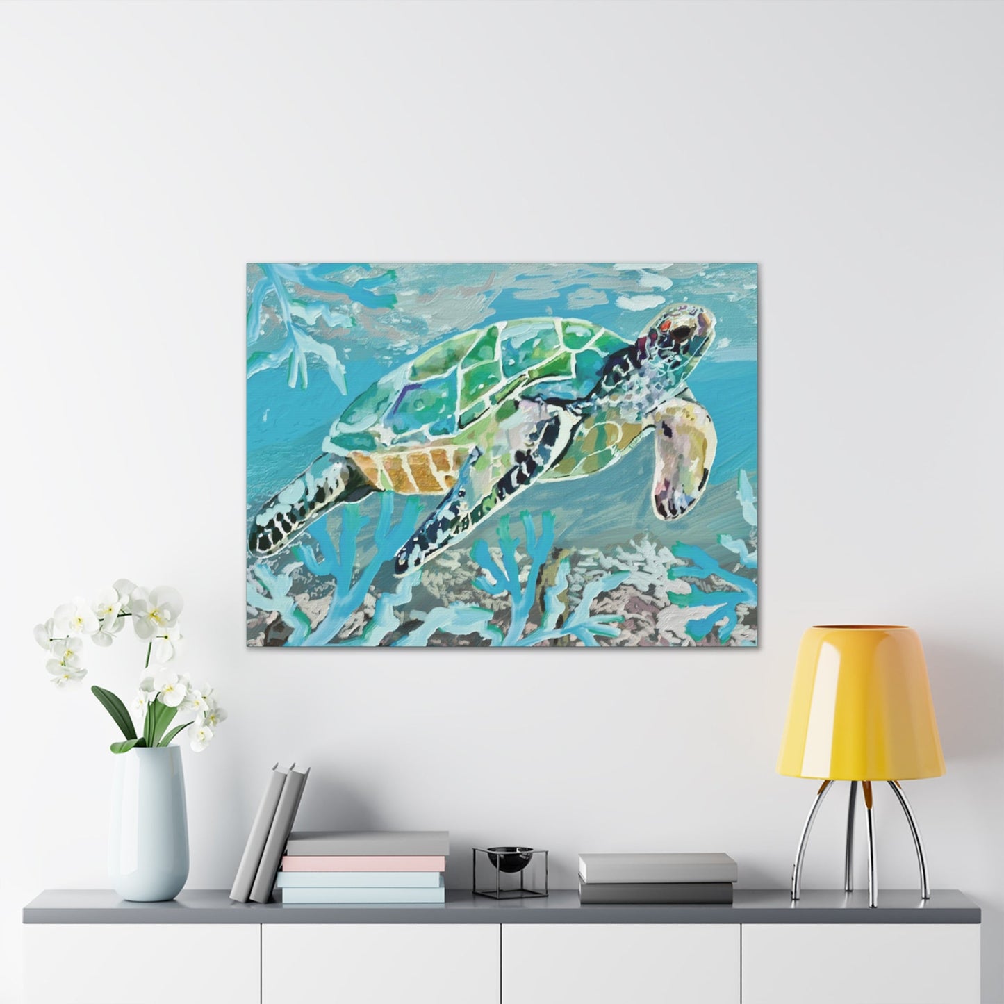 OKI Sea Turtle Canvas Stretched, 0.75" - Blue Cava