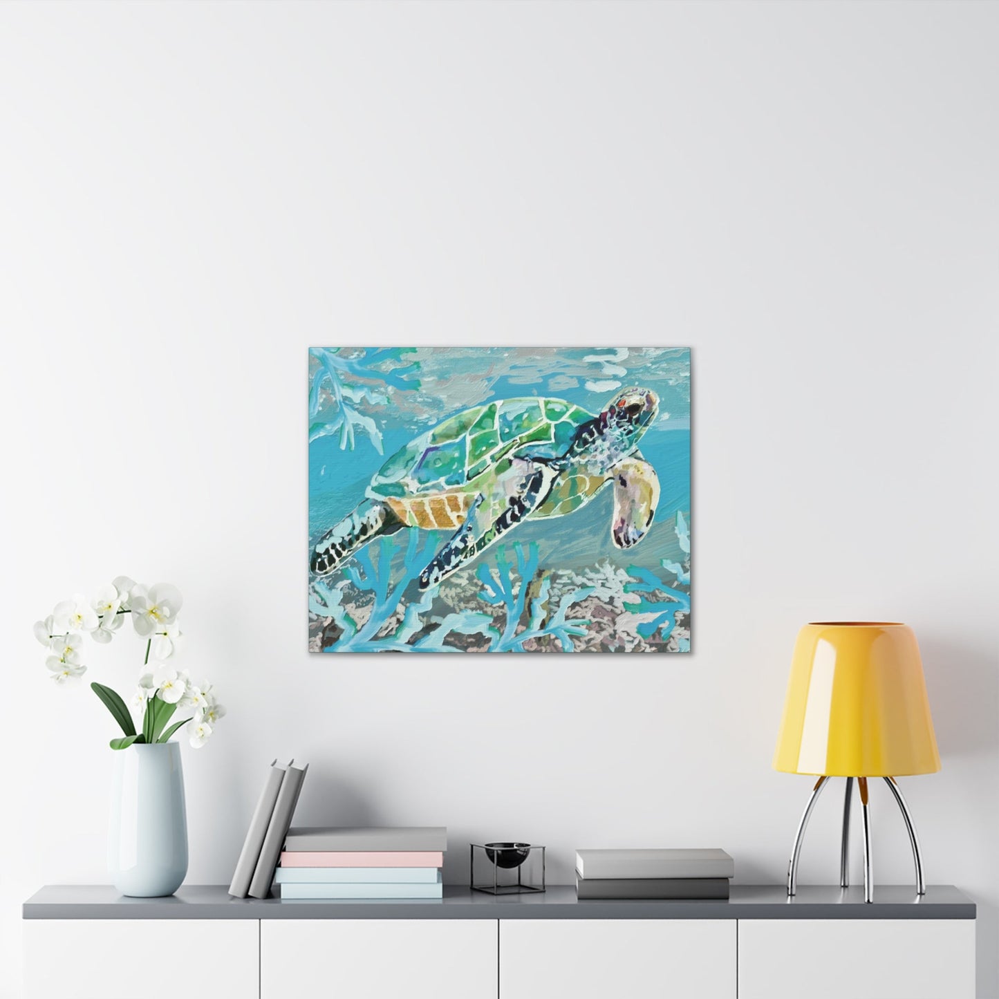 OKI Sea Turtle Canvas Stretched, 0.75" - Blue Cava