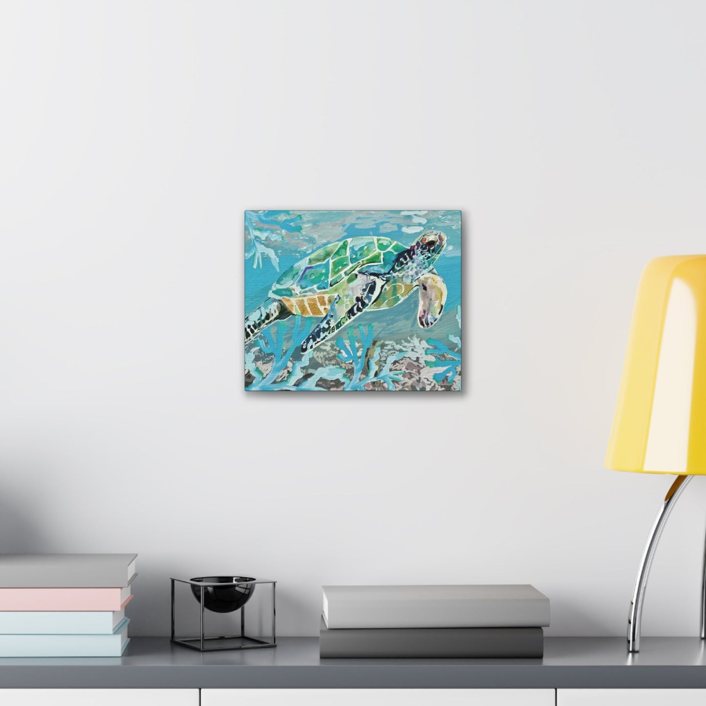 OKI Sea Turtle Canvas Stretched, 0.75" - Blue Cava