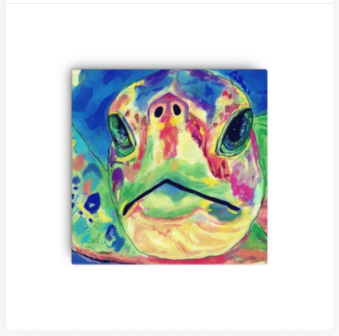 Rainbow Sea Turtle Canvas Wall Art - Blue Cava
