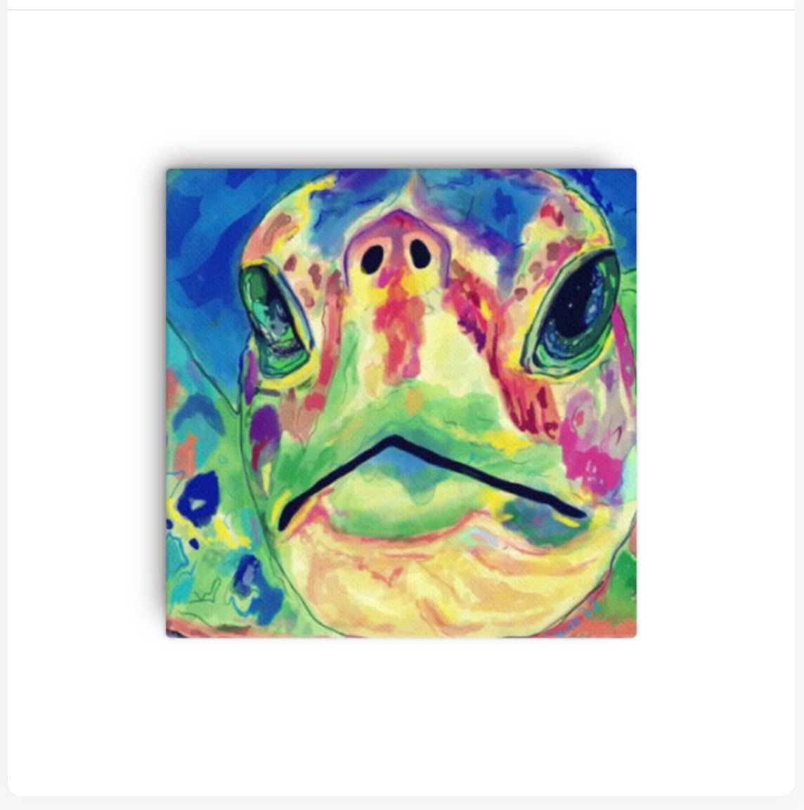 Rainbow Sea Turtle Canvas Wall Art - Blue Cava