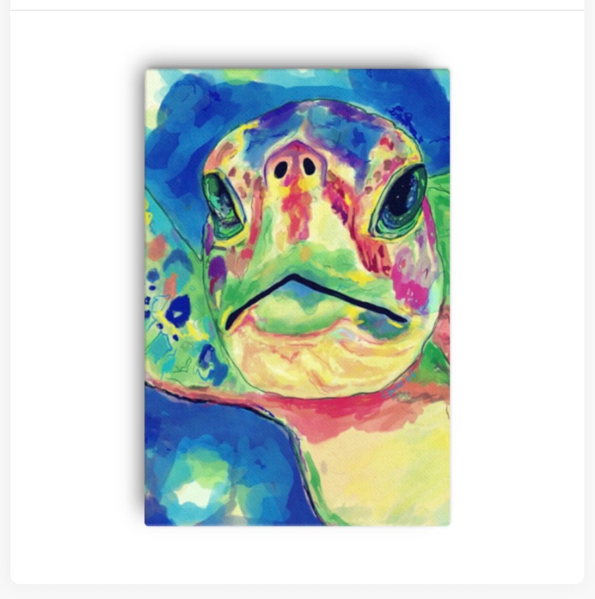Rainbow Sea Turtle Canvas Wall Art - Blue Cava