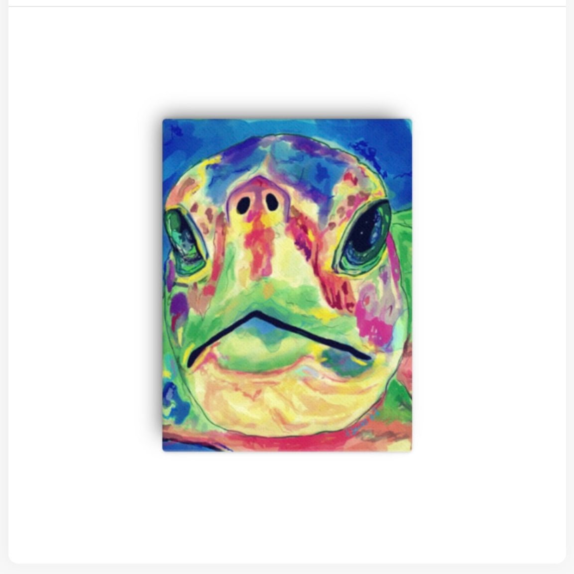 Rainbow Sea Turtle Canvas Wall Art - Blue Cava
