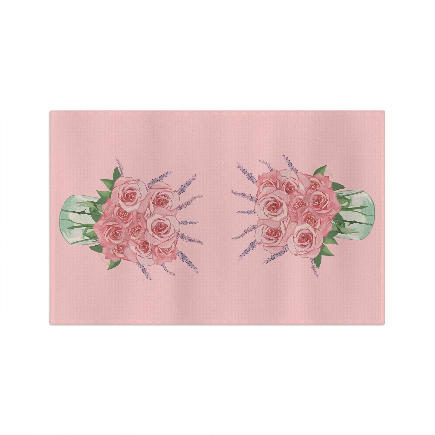 Roses and lavender Microfiber Waffle Towel - Blue Cava