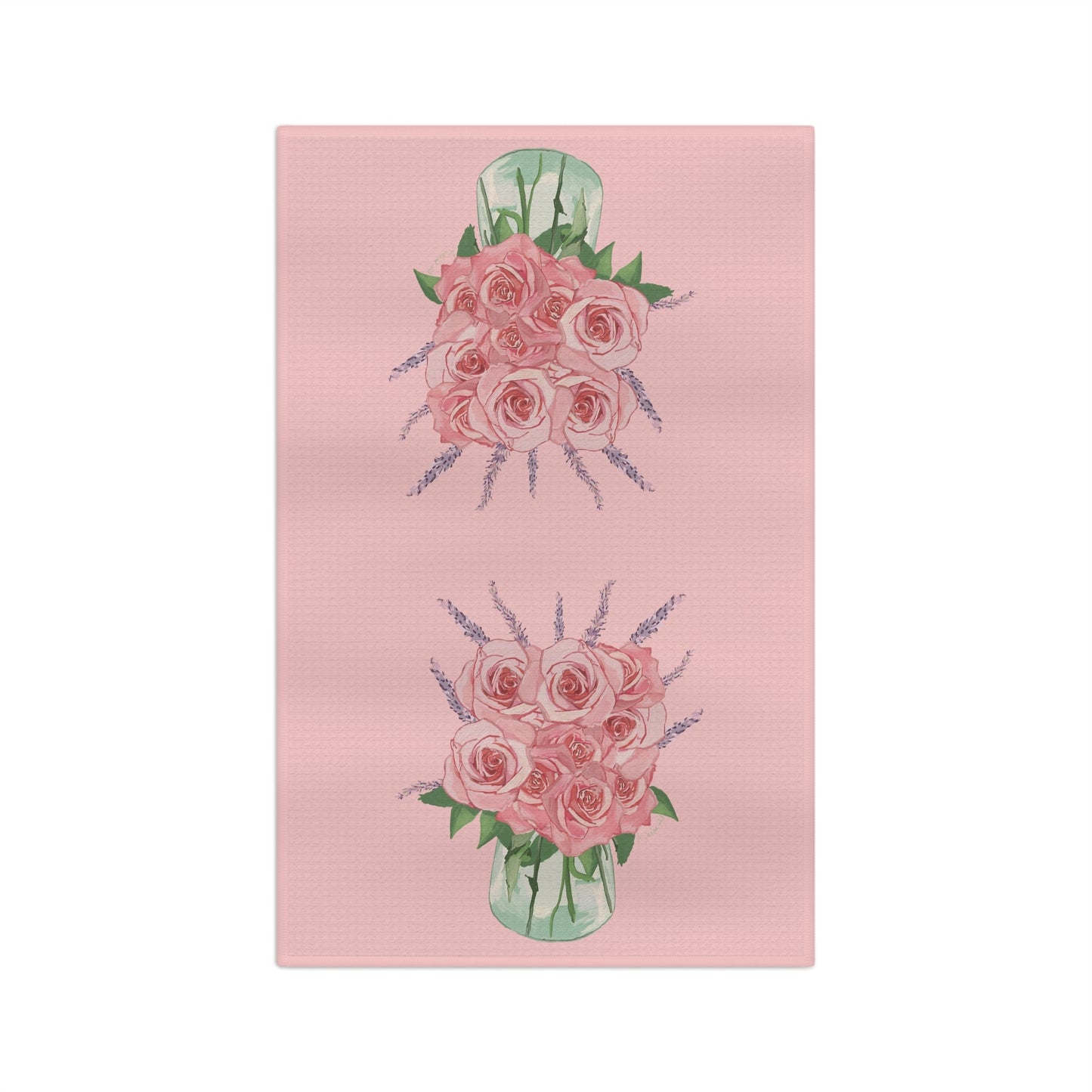 Roses and lavender Microfiber Waffle Towel - Blue Cava