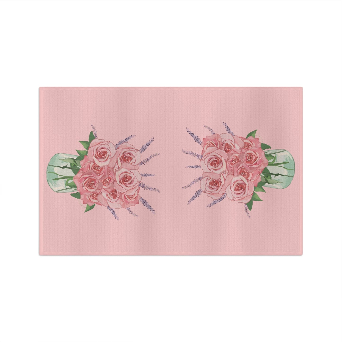 Roses and lavender Microfiber Waffle Towel - Blue Cava