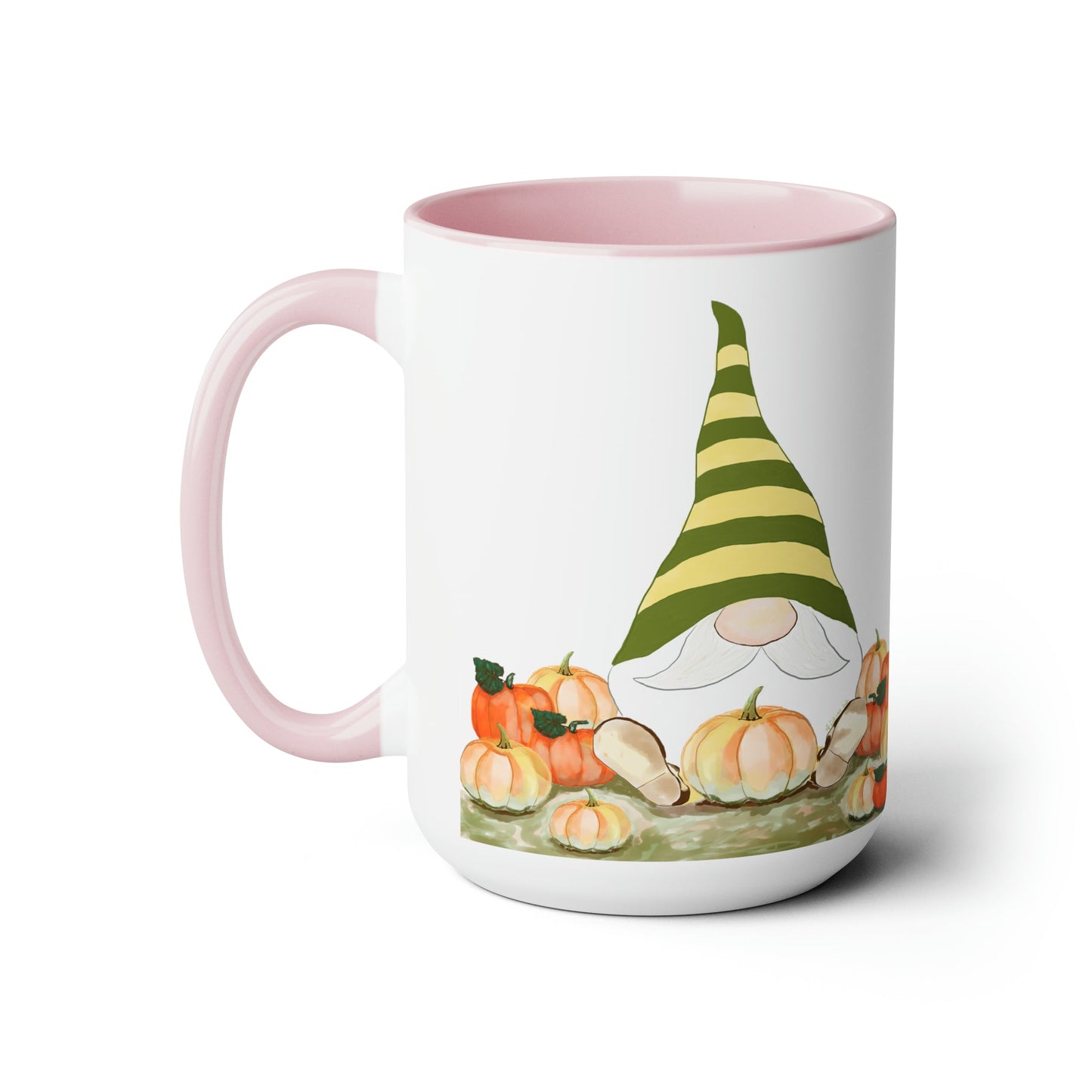 “Sawyer” Fall Gnome Two-Tone Coffee Mugs, 15oz - Blue Cava
