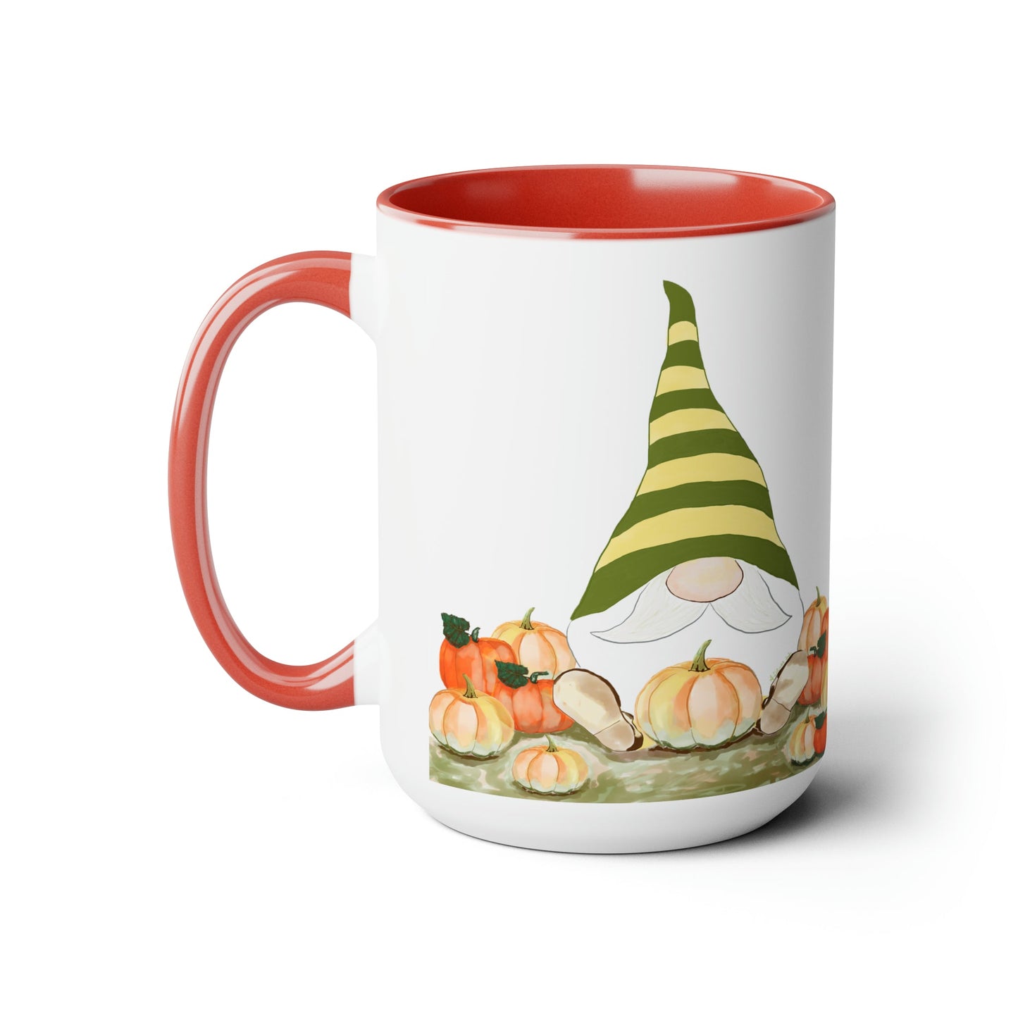 “Sawyer” Fall Gnome Two-Tone Coffee Mugs, 15oz - Blue Cava
