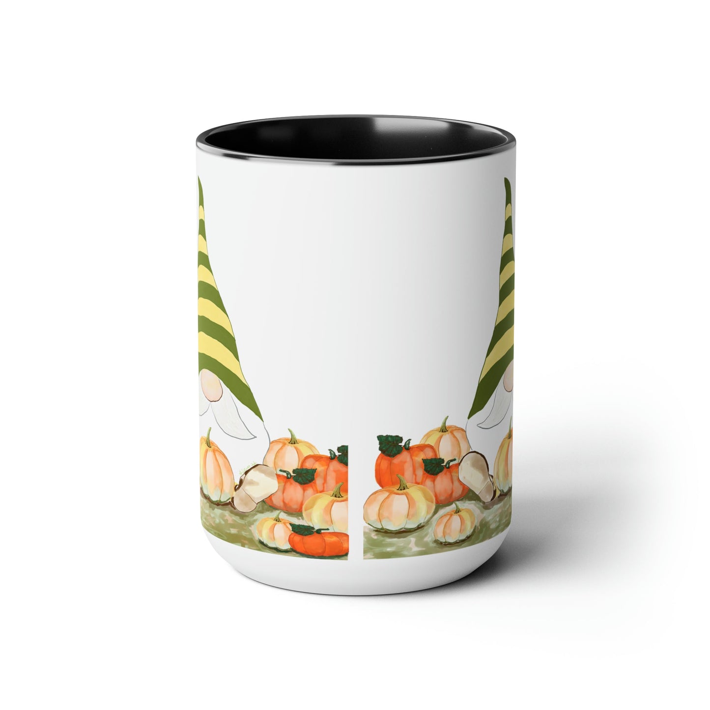 “Sawyer” Fall Gnome Two-Tone Coffee Mugs, 15oz - Blue Cava
