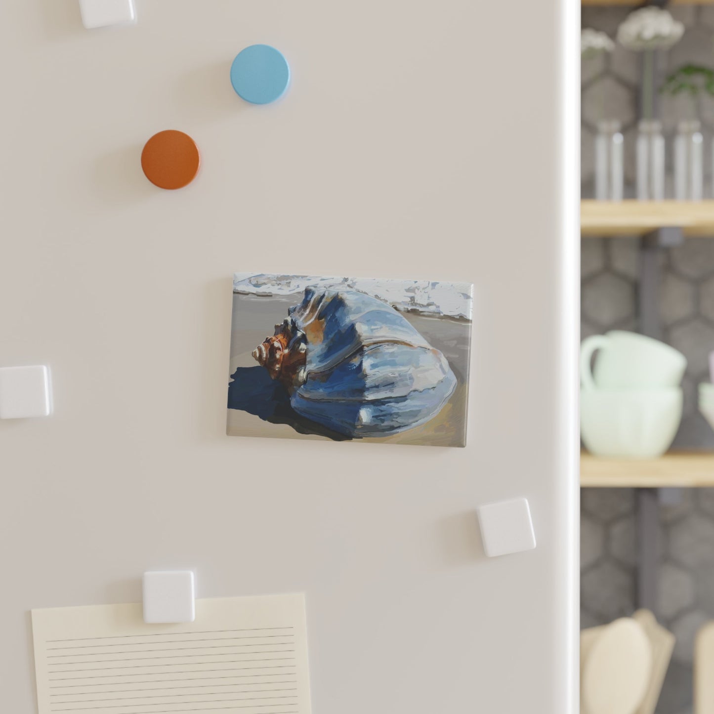 Sea Shell Button Magnet, Rectangle (1 & 10 pcs) - Blue Cava