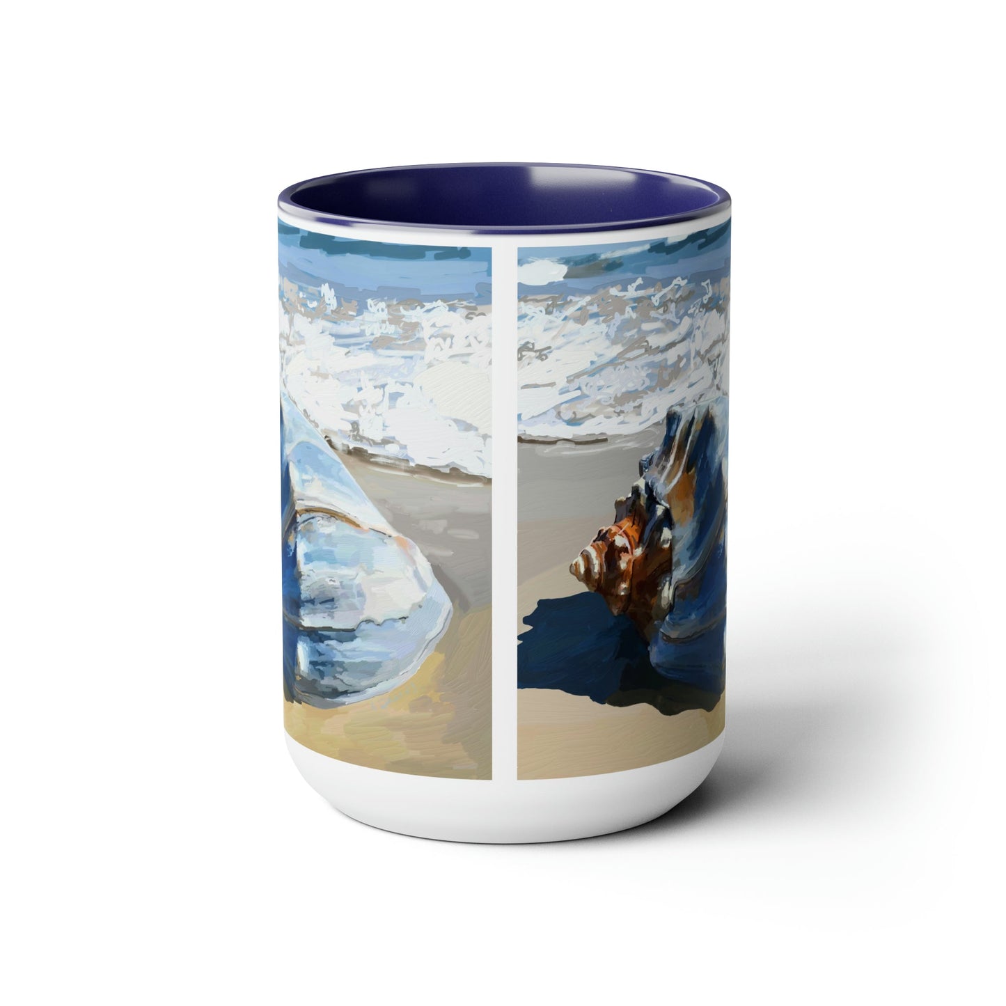 Sea Shell Two-Tone Coffee Mugs, 15oz - Blue Cava