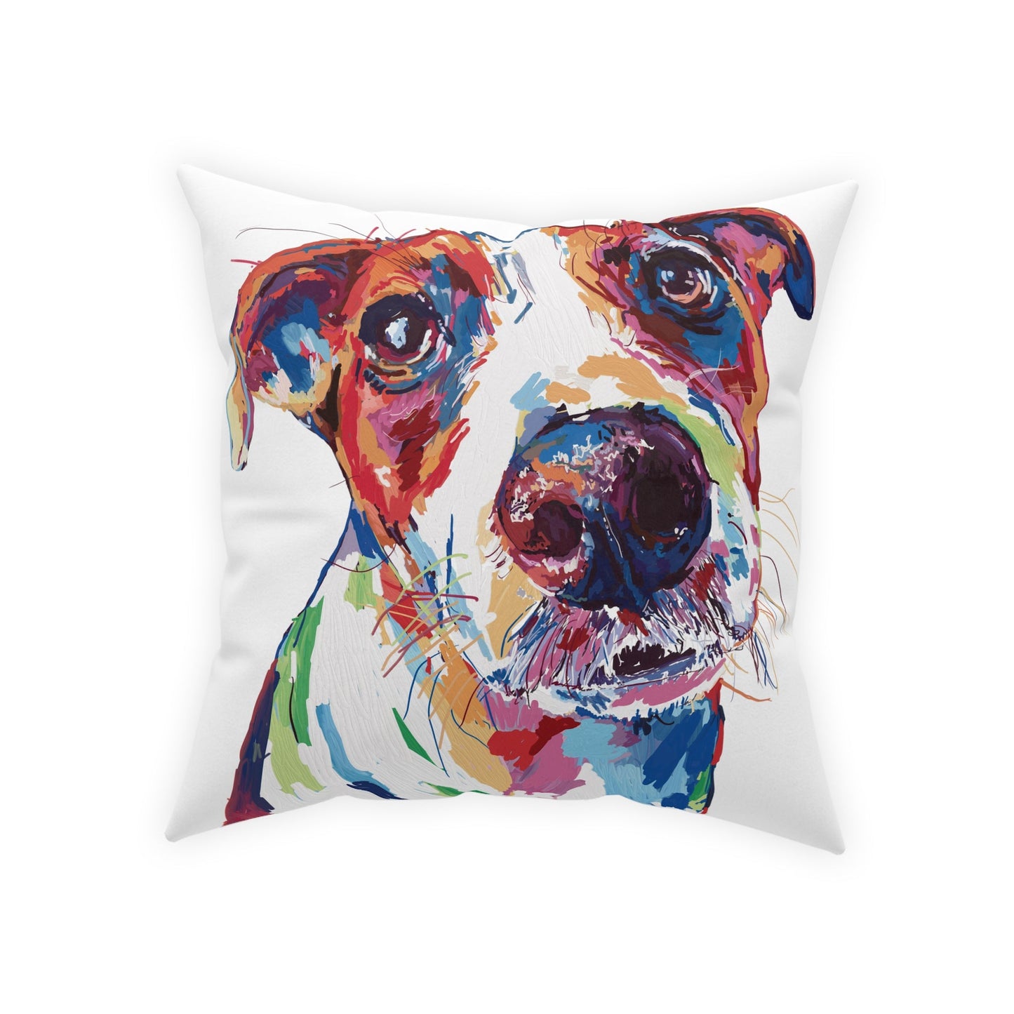 “Skipper” Colorful Dog Broadcloth Pillow - Blue Cava