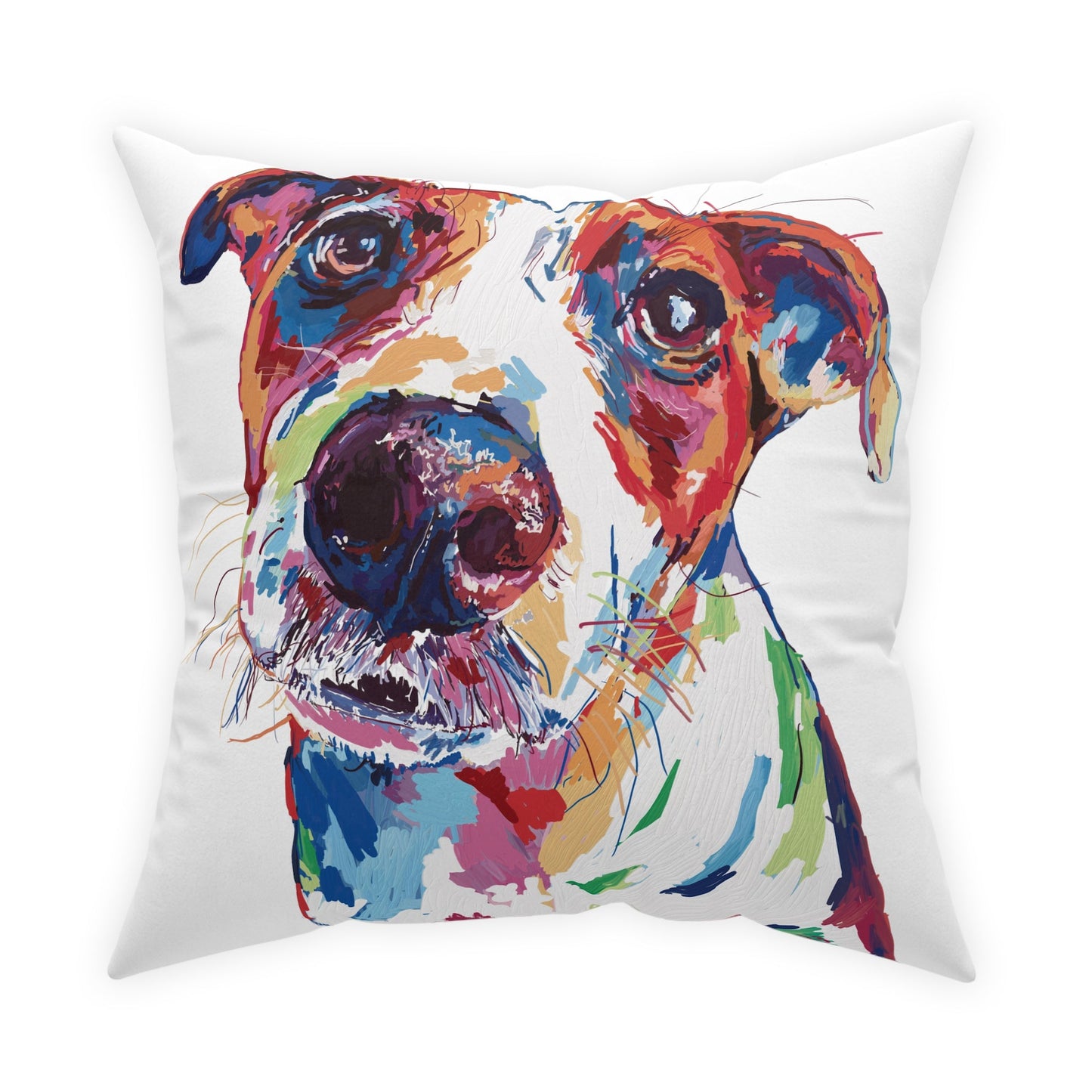 “Skipper” Colorful Dog Broadcloth Pillow - Blue Cava