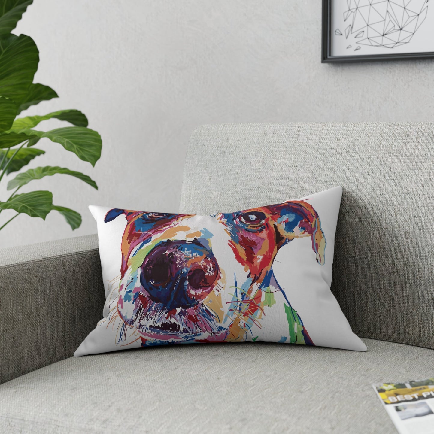 “Skipper” Colorful Dog Broadcloth Pillow - Blue Cava