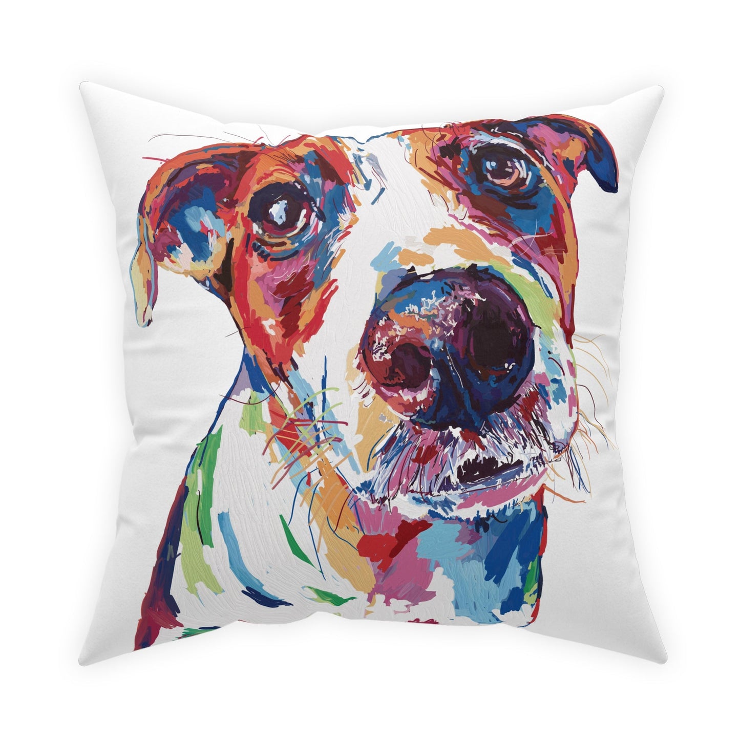 “Skipper” Colorful Dog Broadcloth Pillow - Blue Cava