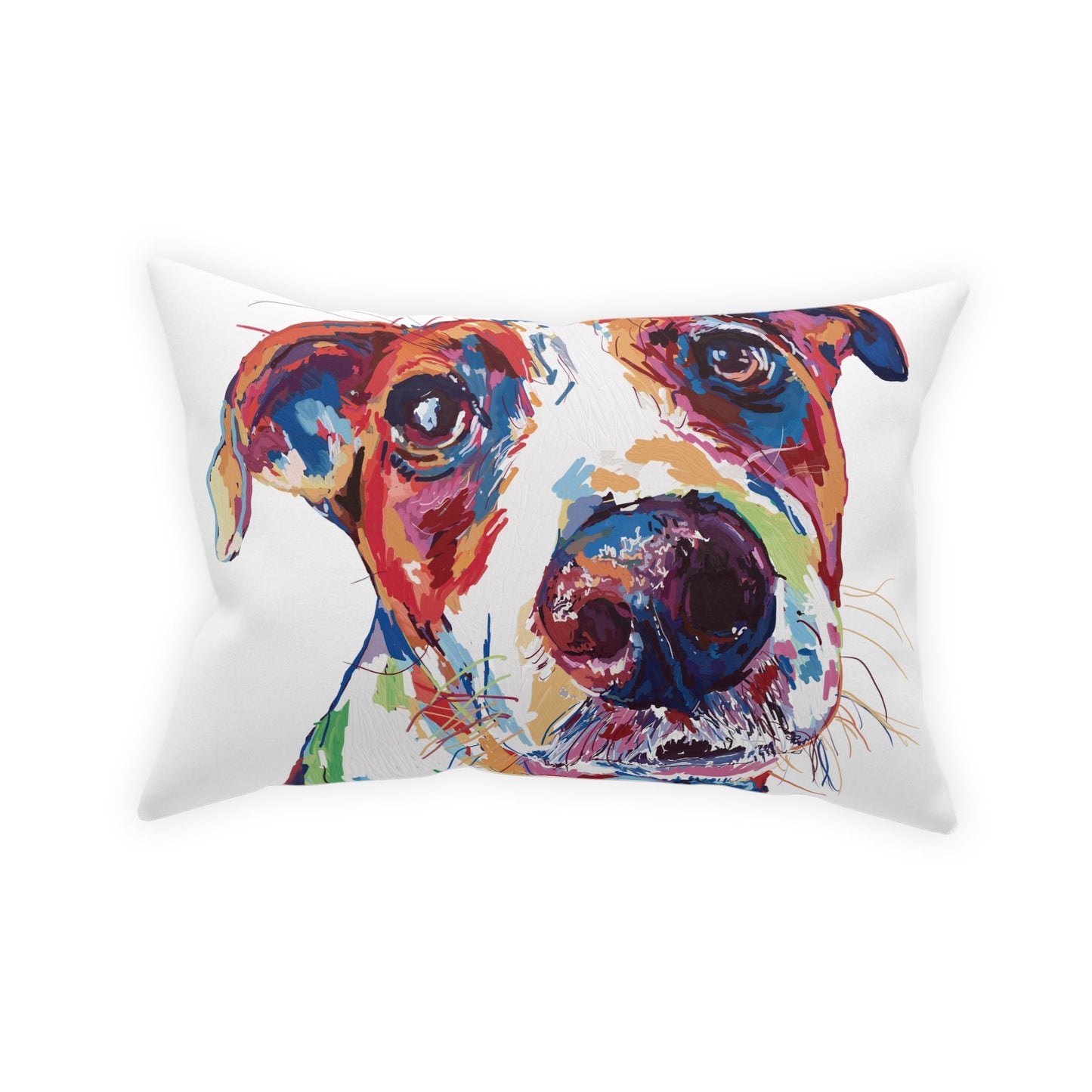 “Skipper” Colorful Dog Broadcloth Pillow - Blue Cava