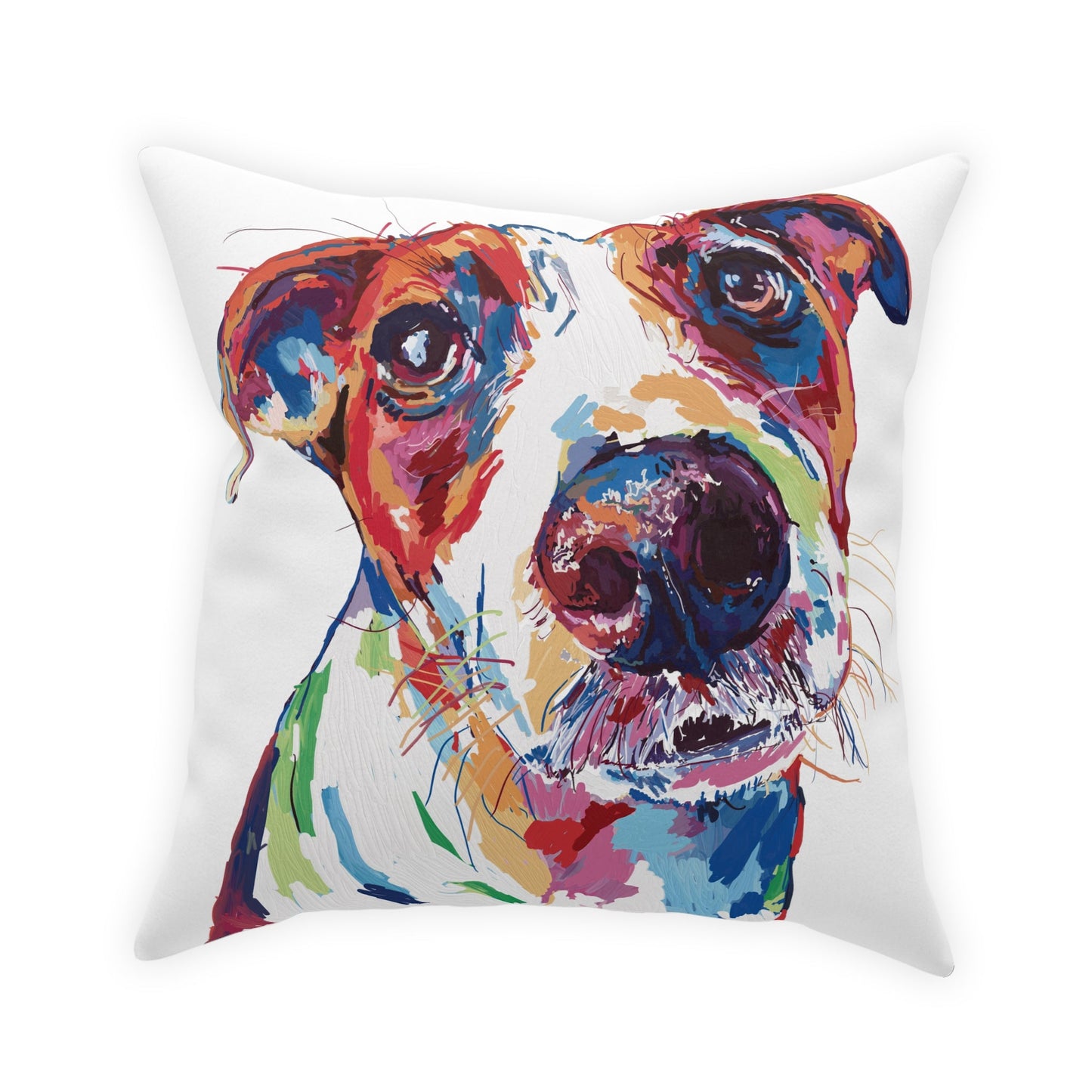 “Skipper” Colorful Dog Broadcloth Pillow - Blue Cava