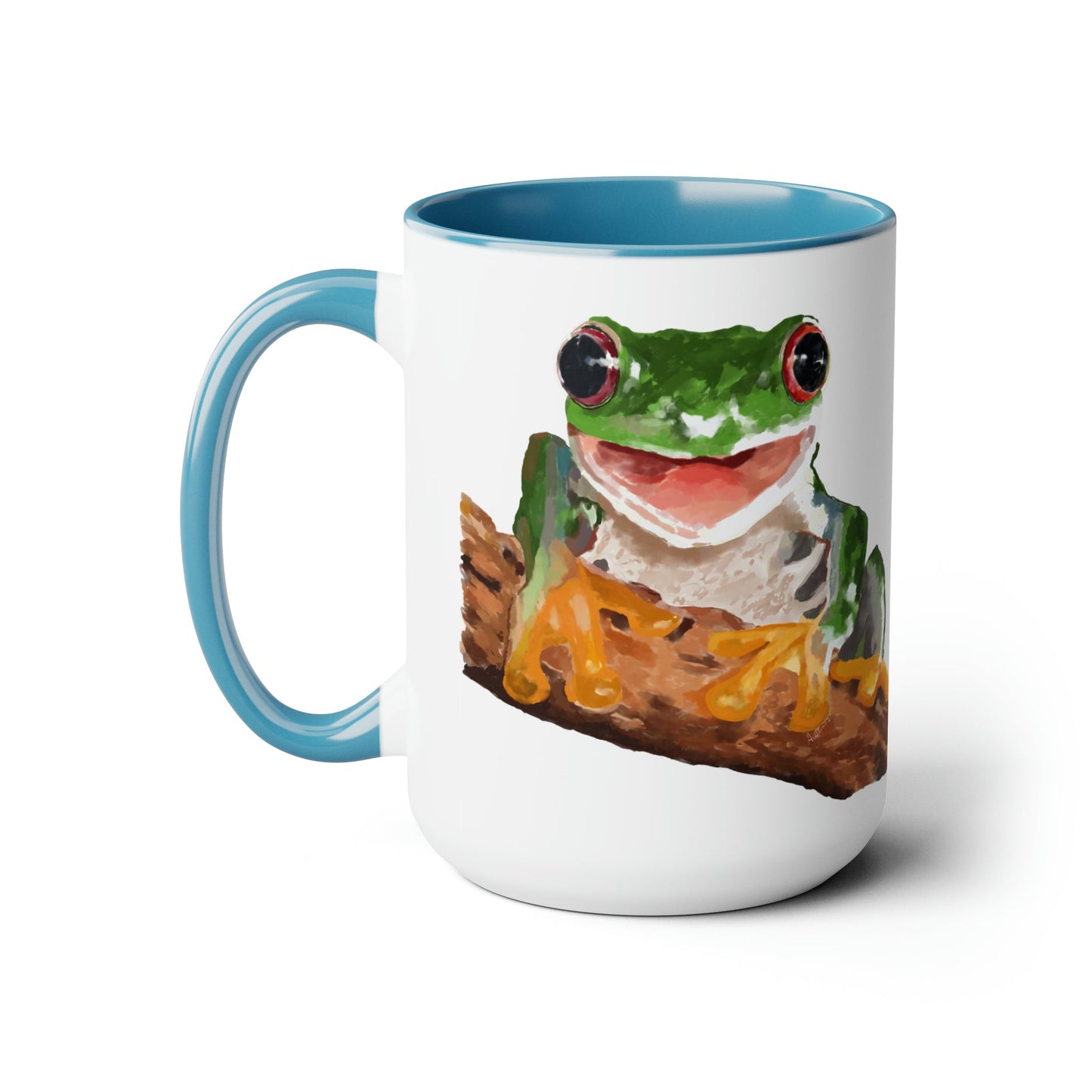 “Skylar” Frog Two-Tone Coffee Mugs, 15oz (multiple colors) - Blue Cava