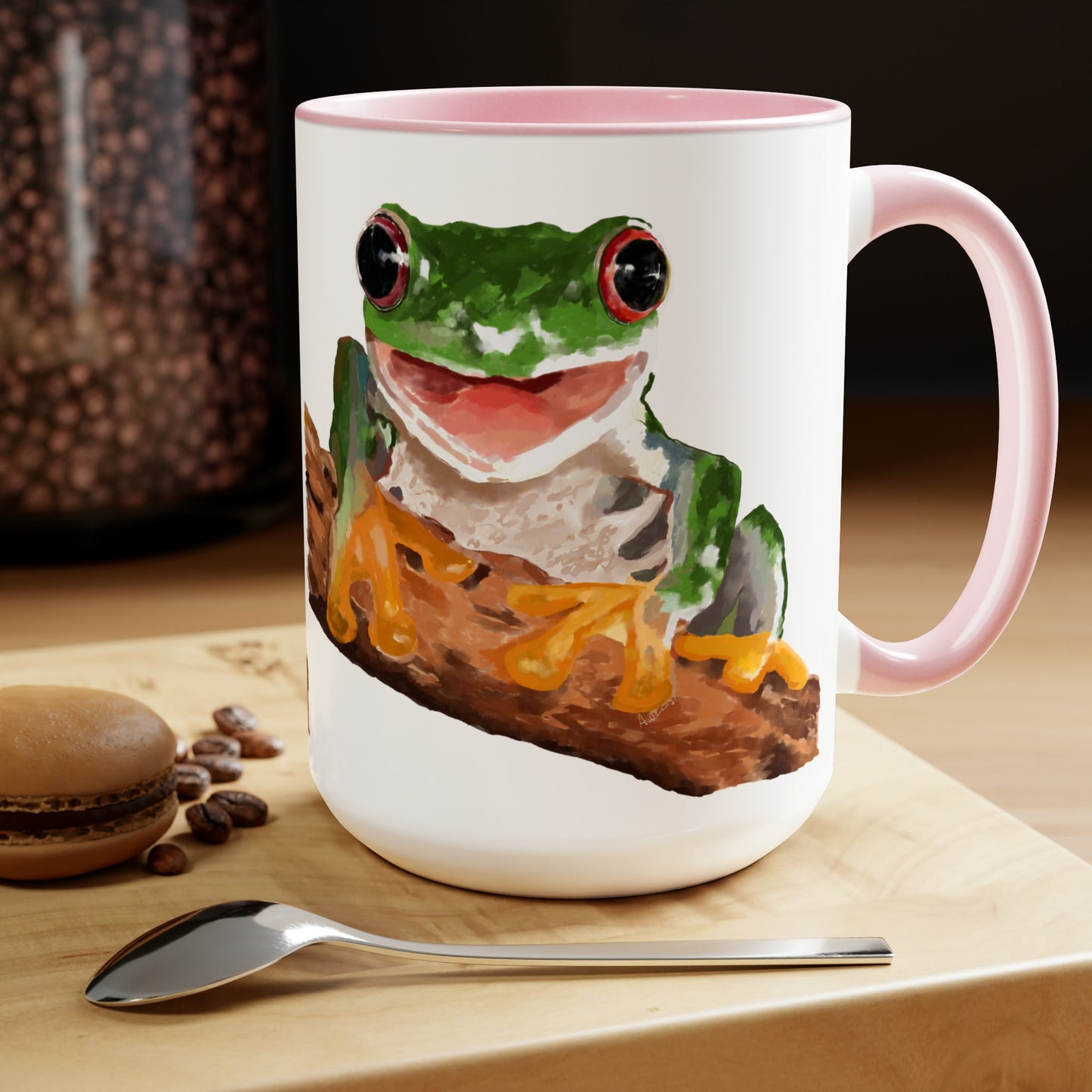 “Skylar” Frog Two-Tone Coffee Mugs, 15oz (multiple colors) - Blue Cava