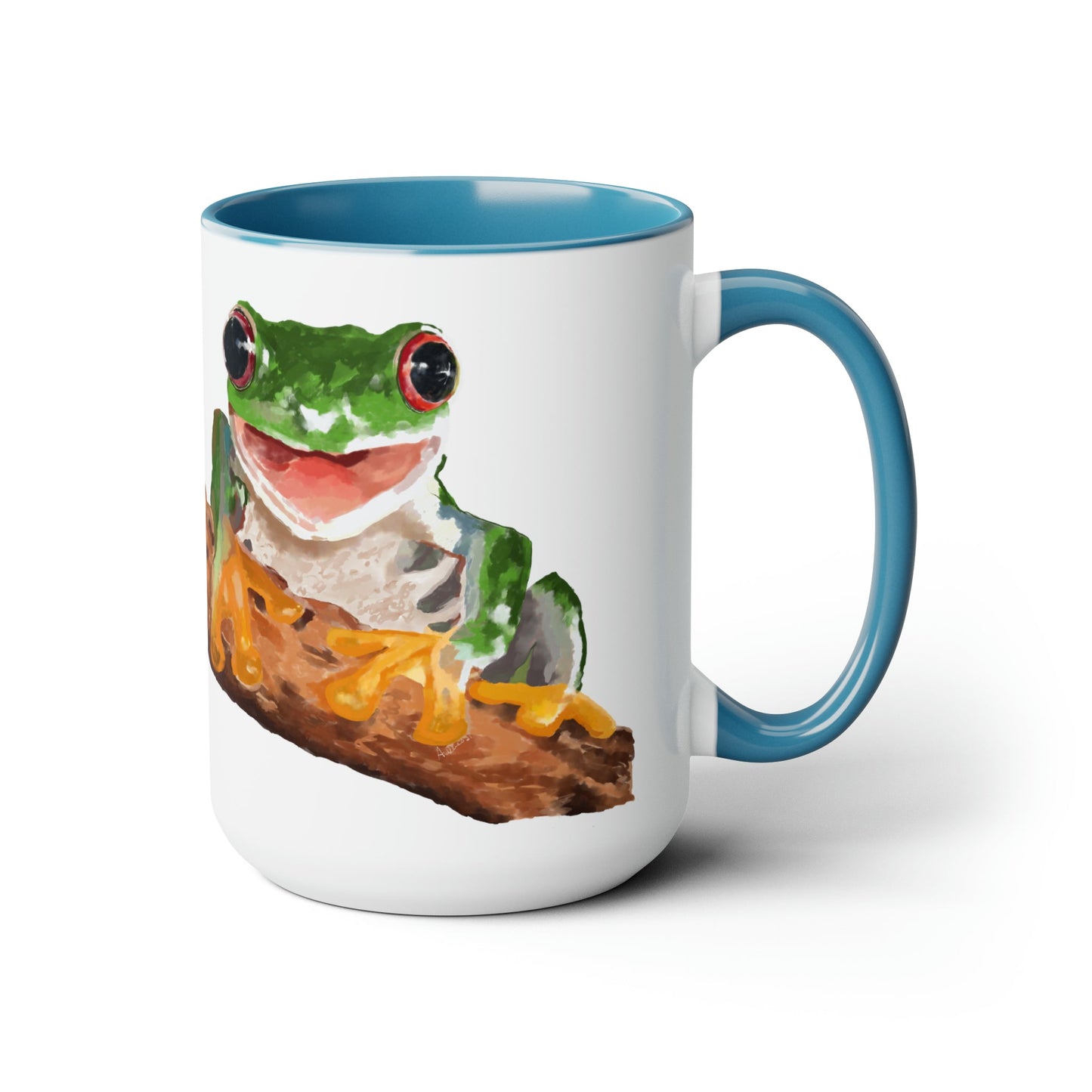 “Skylar” Frog Two-Tone Coffee Mugs, 15oz (multiple colors) - Blue Cava