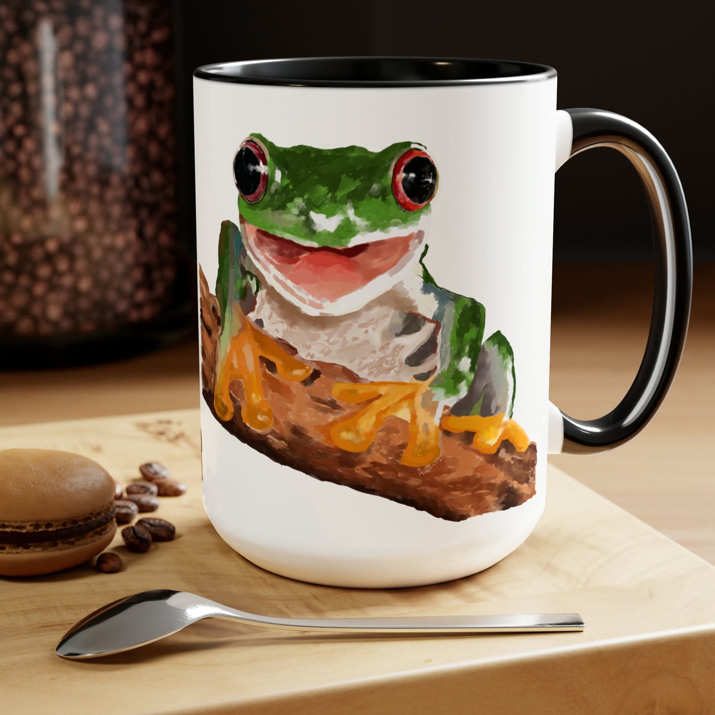 “Skylar” Frog Two-Tone Coffee Mugs, 15oz (multiple colors) - Blue Cava