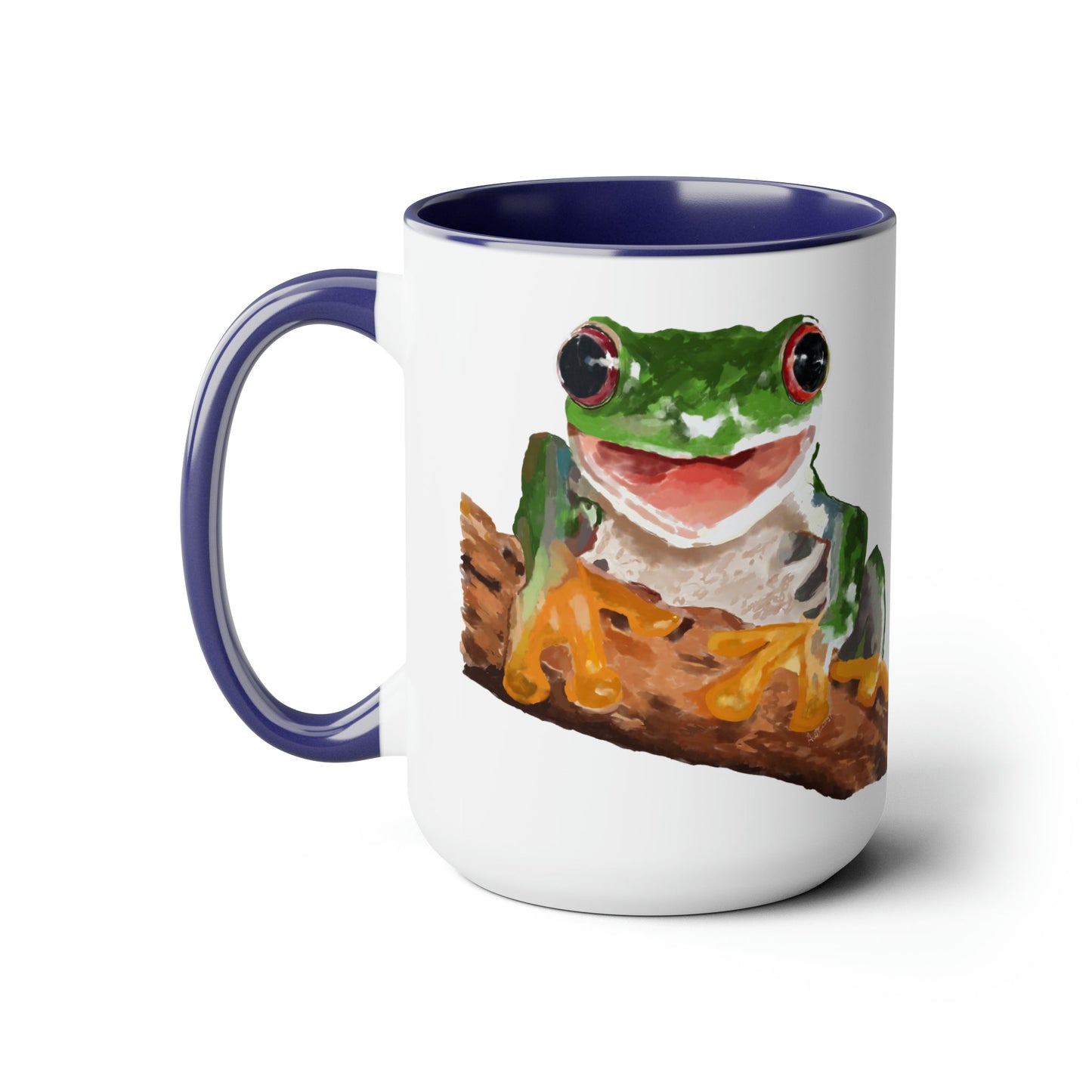 “Skylar” Frog Two-Tone Coffee Mugs, 15oz (multiple colors) - Blue Cava