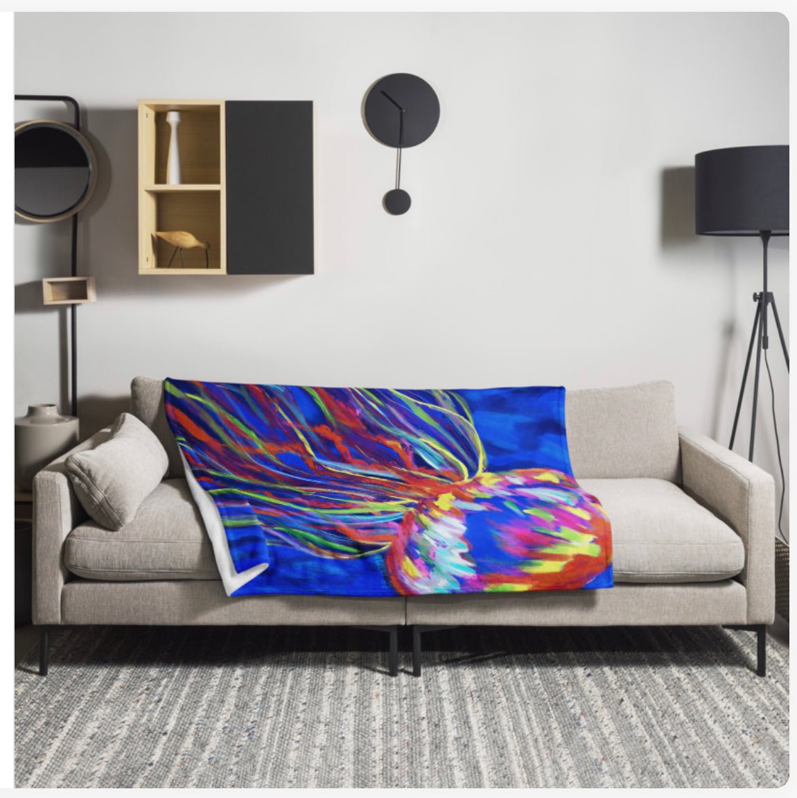 “Stringer” Jellyfish Throw Blanket - Blue Cava