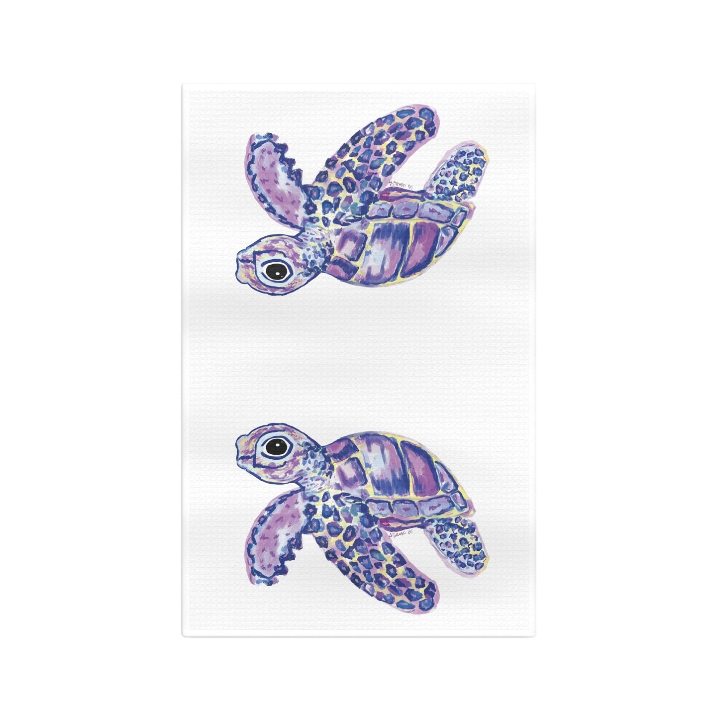 “Tilley” Sea Turtle Microfiber Waffle Towel - Blue Cava