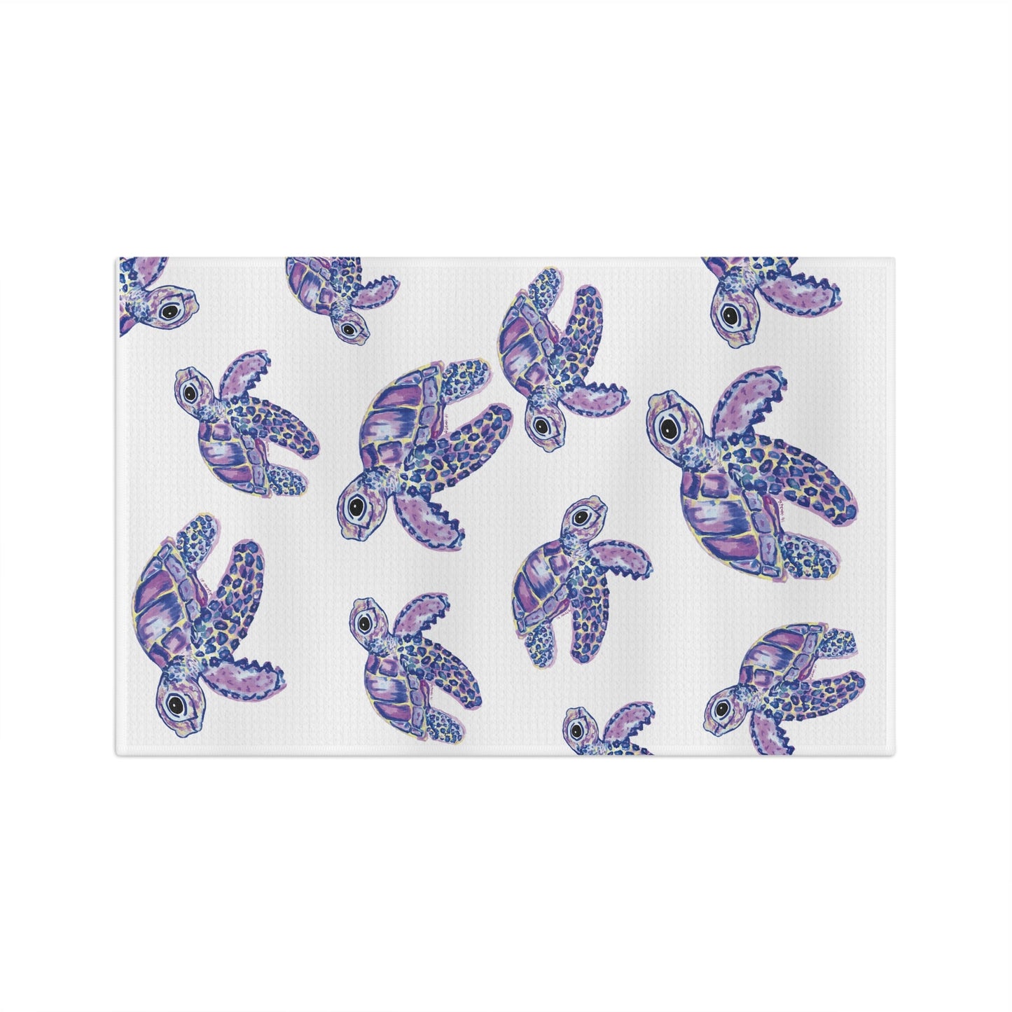 “Tilley” Sea Turtles Microfiber Waffle Towel - Blue Cava