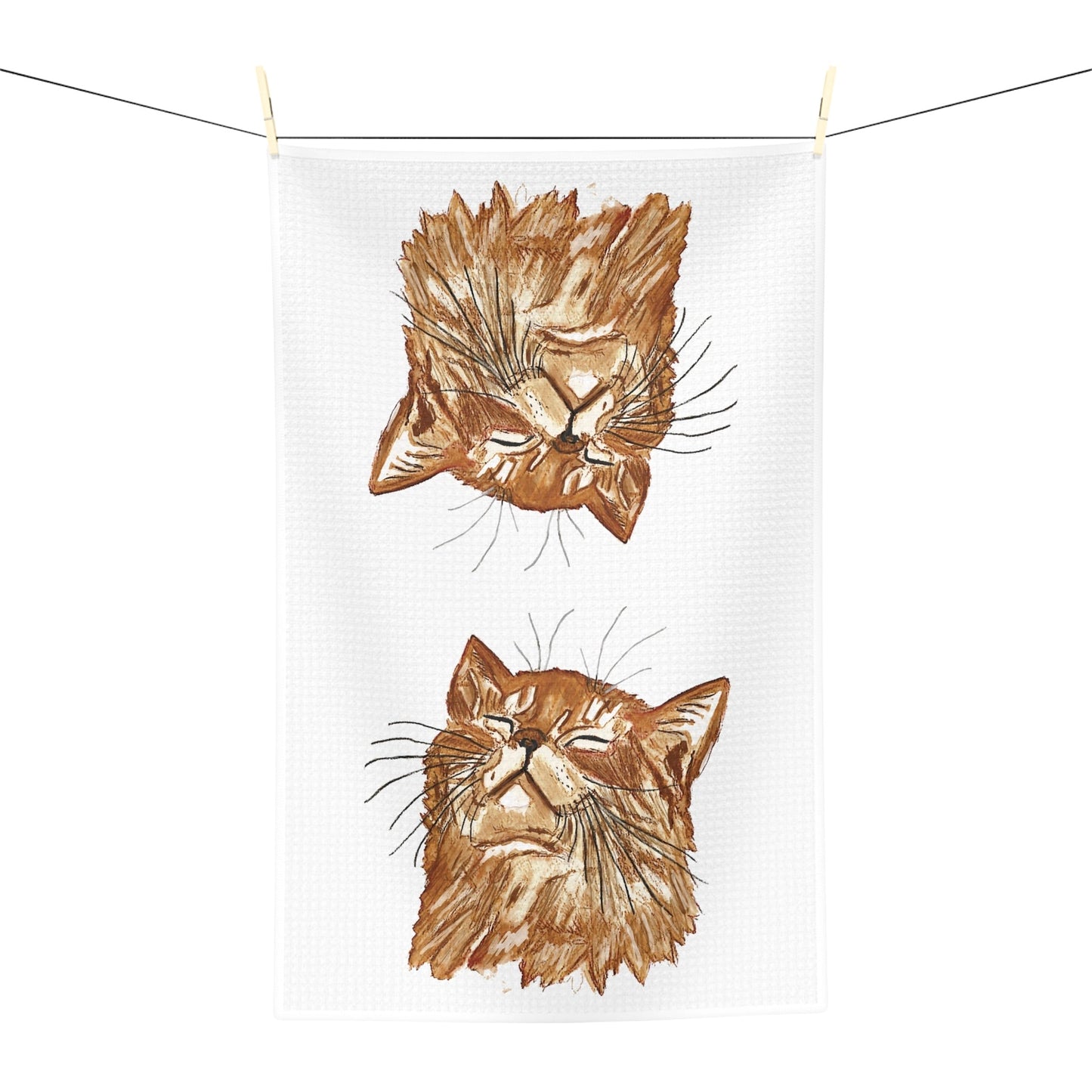 Watercolor Cat Microfiber Tea Towel - Blue Cava
