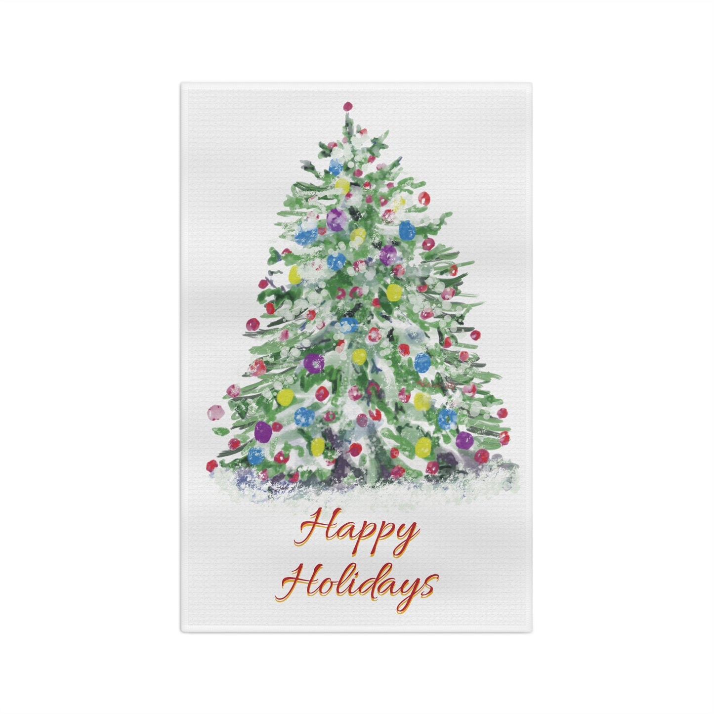 Watercolor Christmas Tree Microfiber Microfiber Towel - Blue Cava
