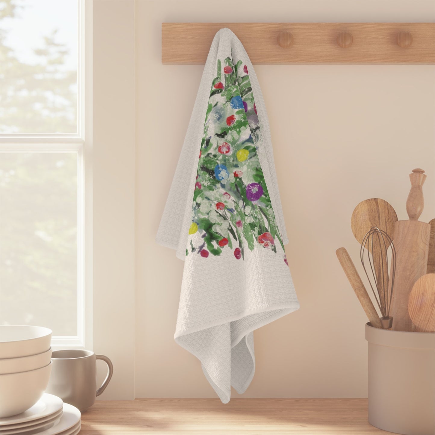 Watercolor Christmas Tree Microfiber Microfiber Towel - Blue Cava