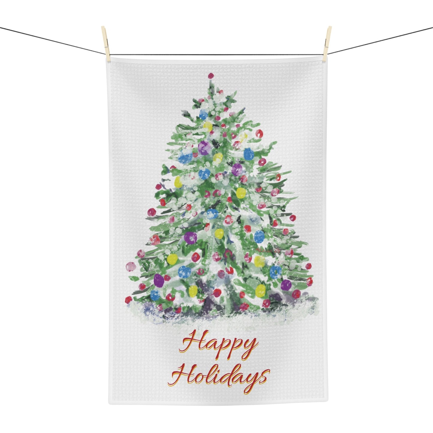 Watercolor Christmas Tree Microfiber Microfiber Towel - Blue Cava