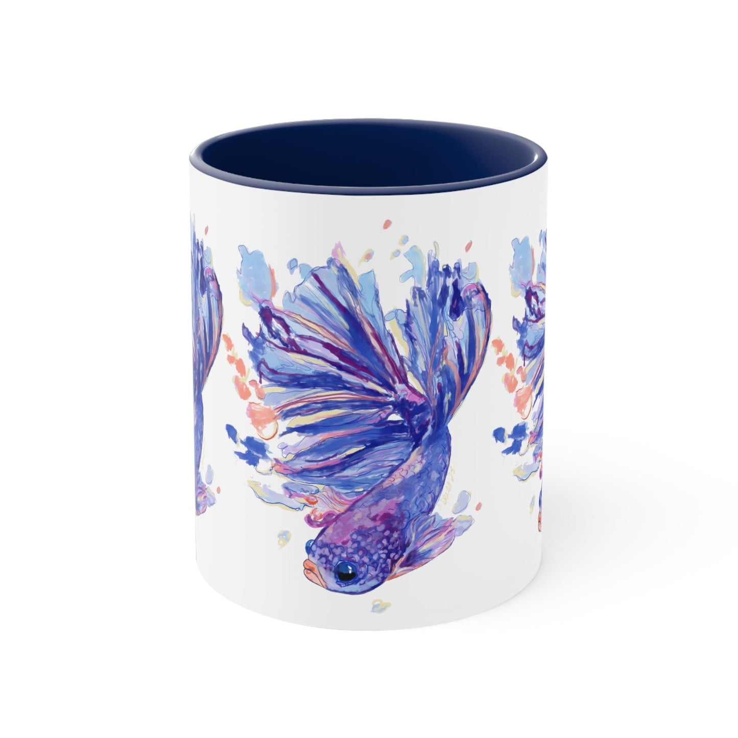 Watercolor Fish Accent Coffee Mug, 11oz - Blue Cava