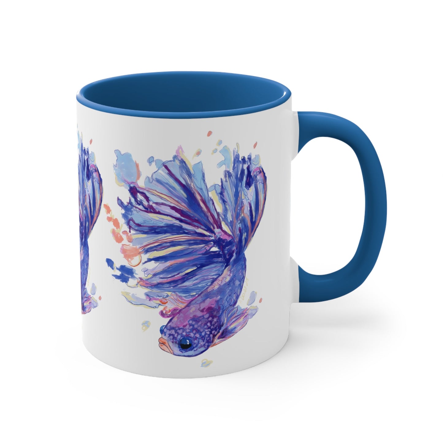 Watercolor Fish Accent Coffee Mug, 11oz - Blue Cava