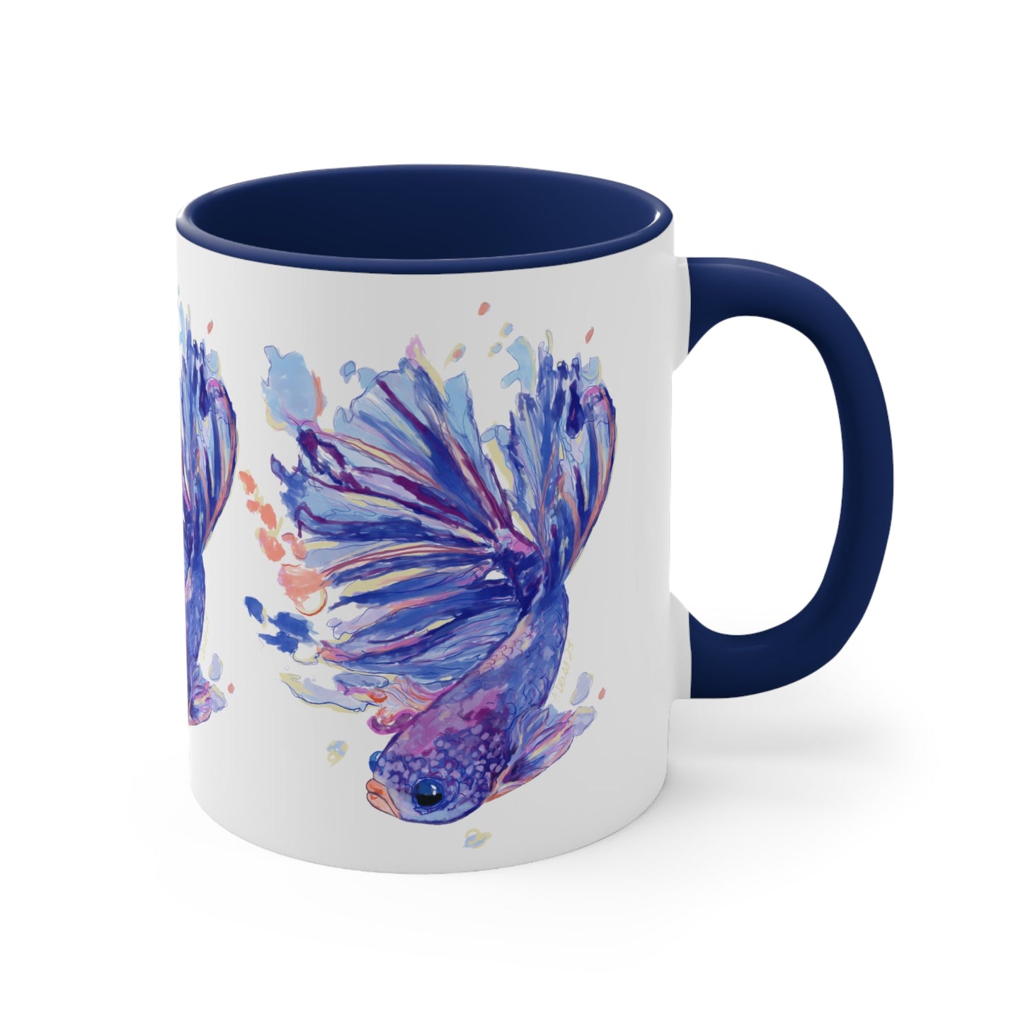 Watercolor Fish Accent Coffee Mug, 11oz - Blue Cava