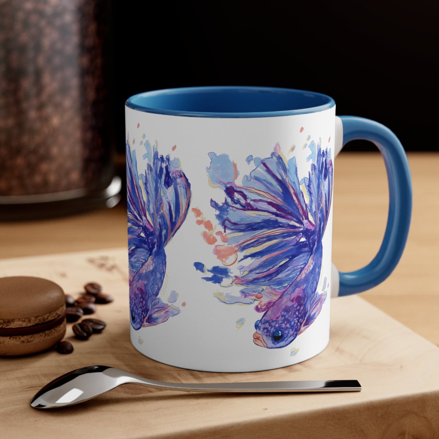 Watercolor Fish Accent Coffee Mug, 11oz - Blue Cava