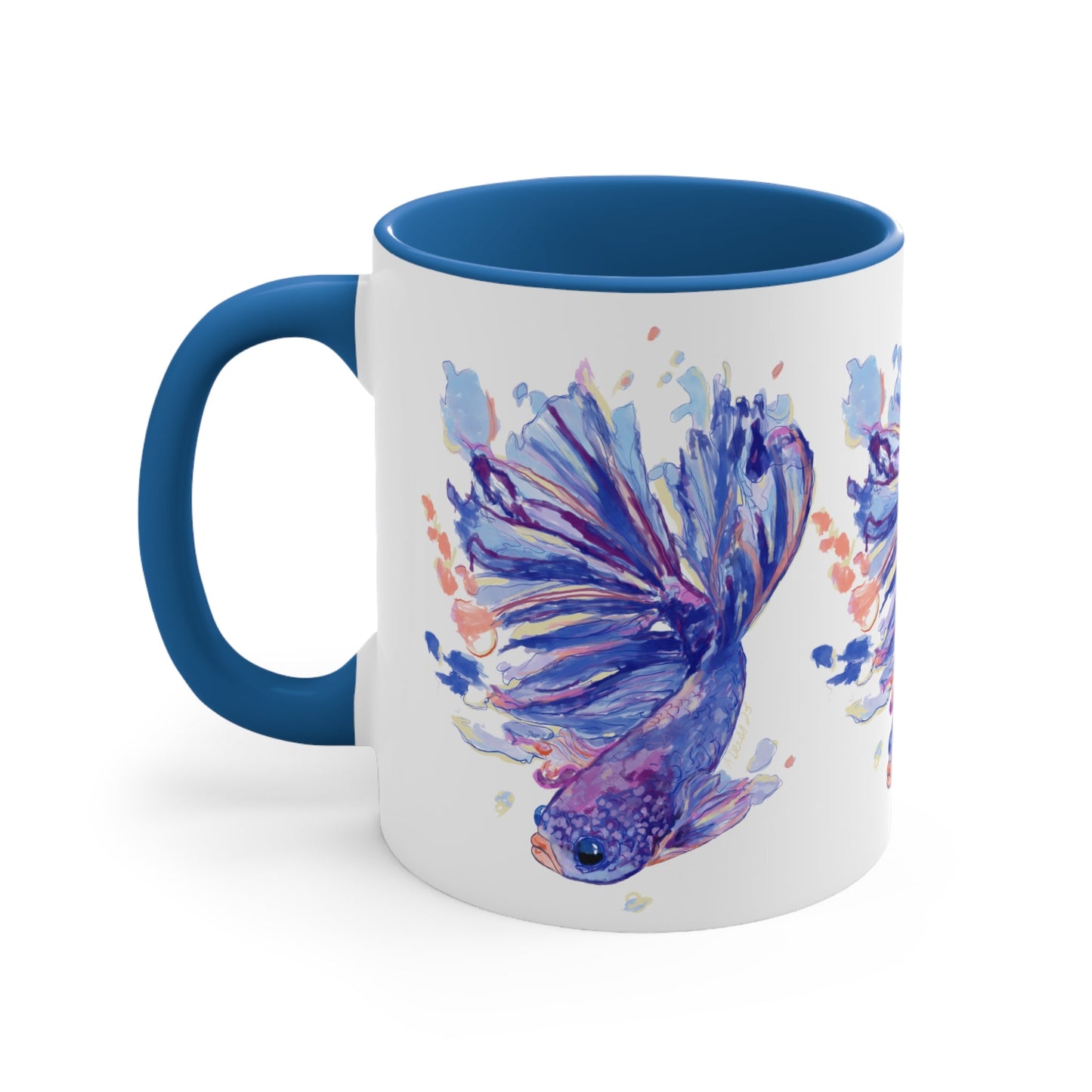 Watercolor Fish Accent Coffee Mug, 11oz - Blue Cava