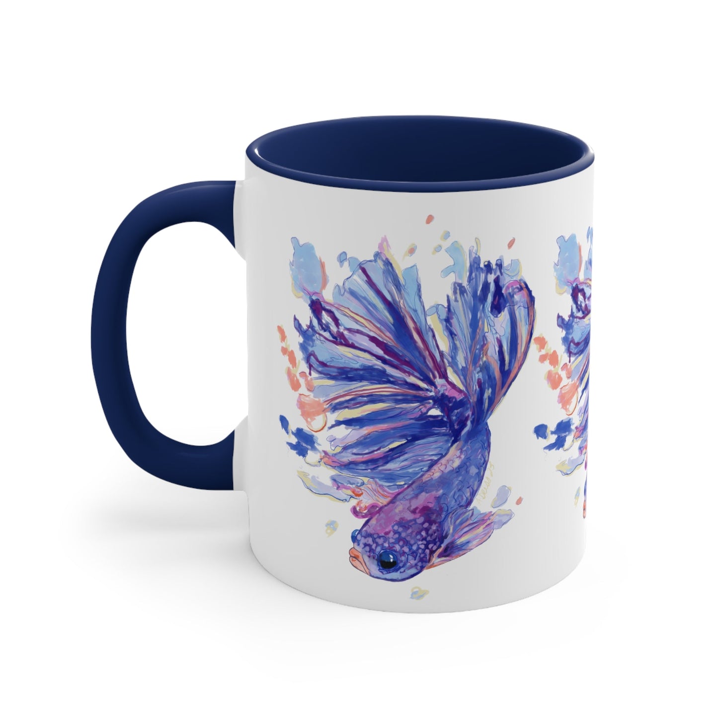 Watercolor Fish Accent Coffee Mug, 11oz - Blue Cava
