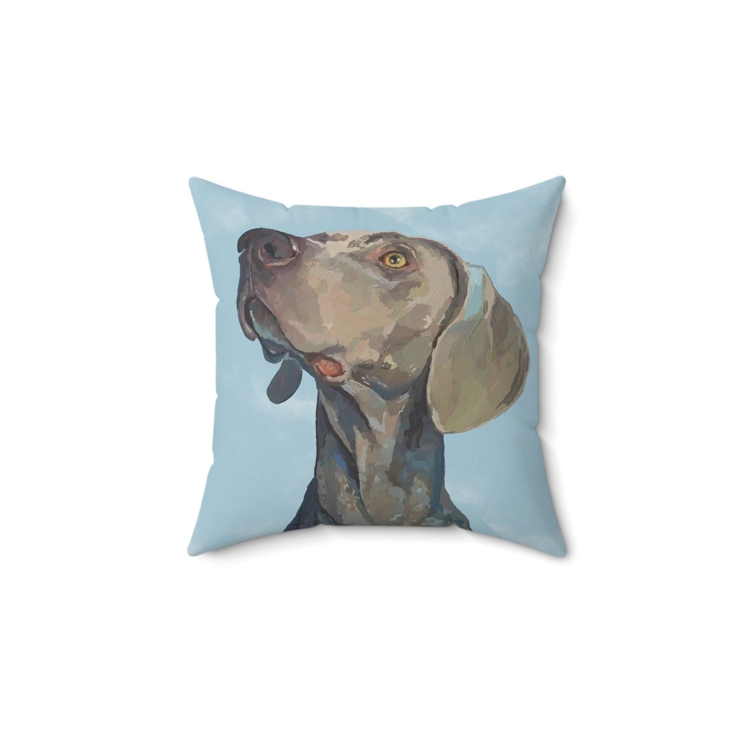 Weimaraner “Blue” Spun Polyester Square Pillow - Blue Cava