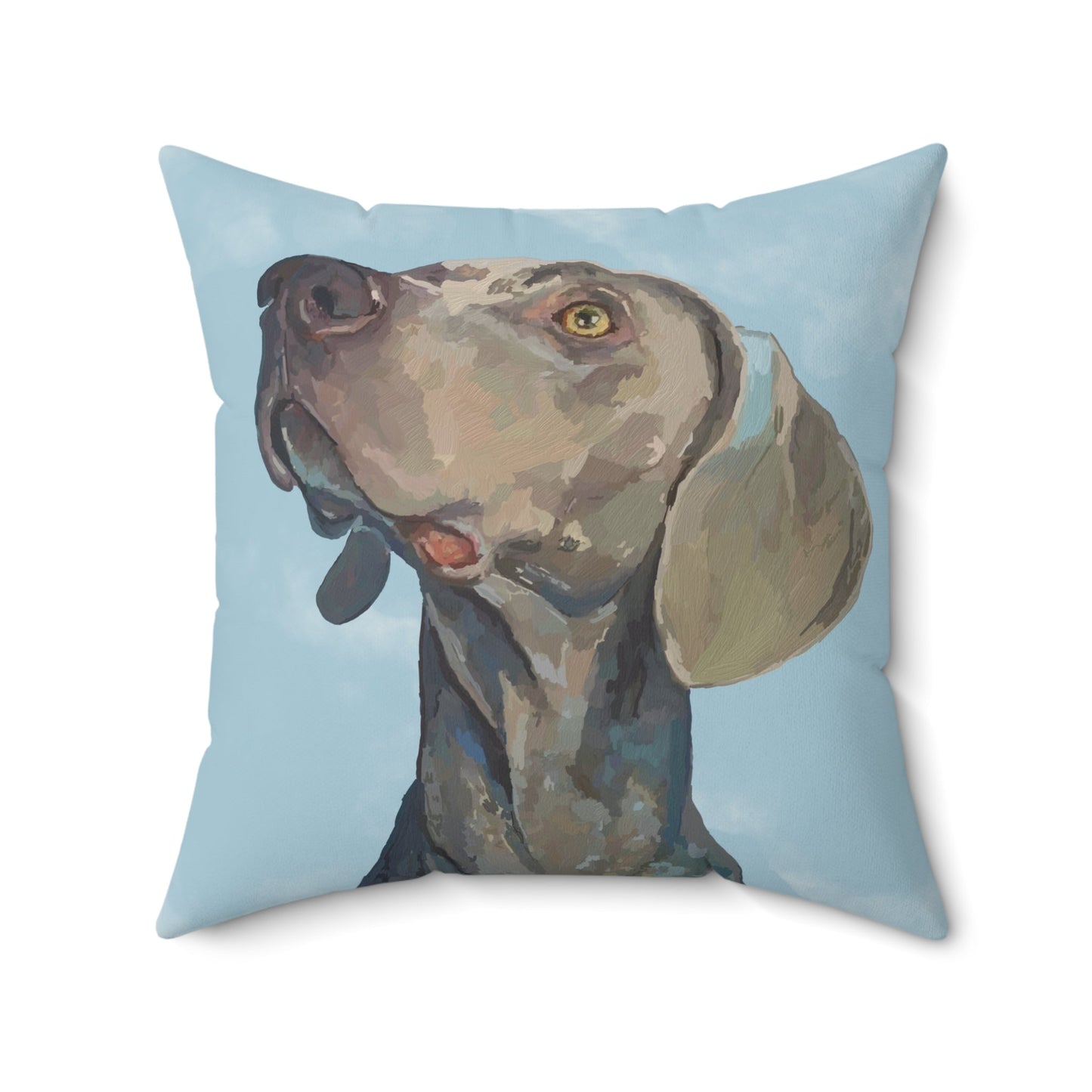 Weimaraner “Blue” Spun Polyester Square Pillow - Blue Cava