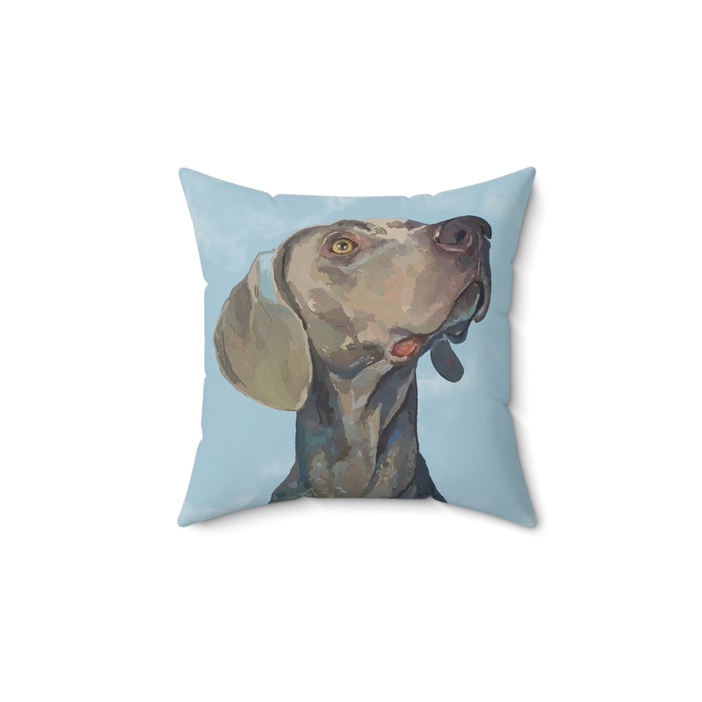 Weimaraner “Blue” Spun Polyester Square Pillow - Blue Cava
