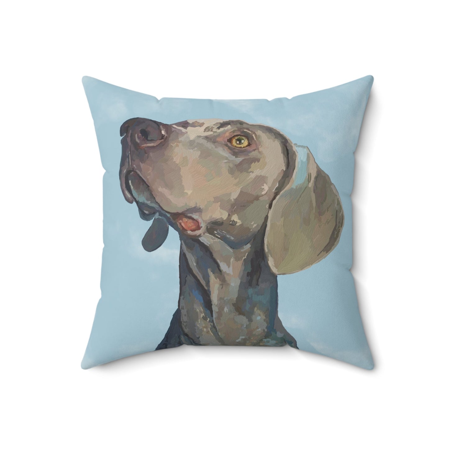 Weimaraner “Blue” Spun Polyester Square Pillow - Blue Cava